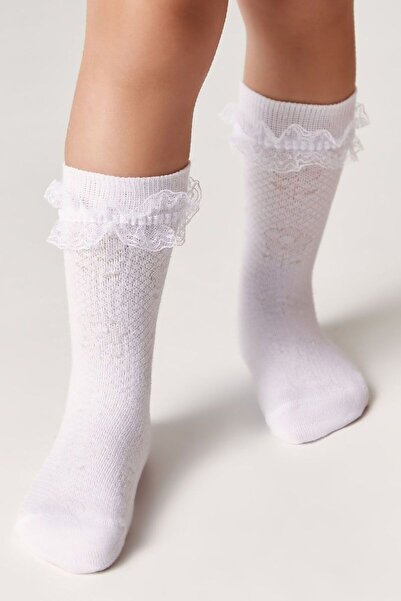 Conte Elegant Șosete pentru copii cu dantelă pe margine, Conte Kids Tip-Top 080 - Alb, 24-26 (16)
