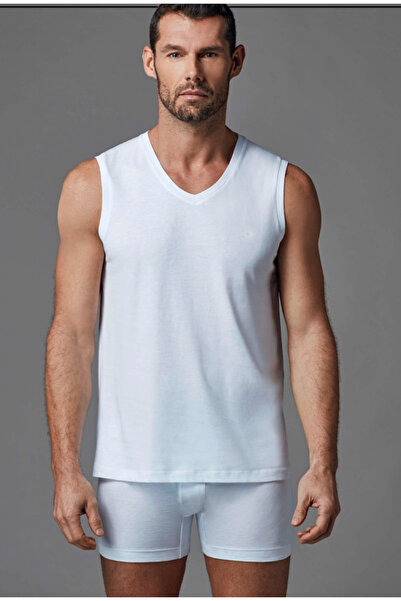 Dagi Men's White, V-Neck Sleeveless 2-Pack Undershirt/T-Shirt