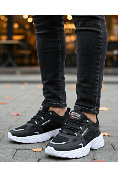 homiro Pantofi sport Faylon pentru bărbați - Negru Alb