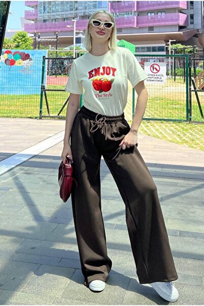 Madmext Kahverengi Ayarlanabilir Bel Bol Paça Rahat Kesim Basic Kadın Eşofman...