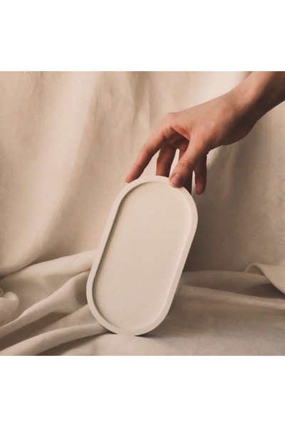 Özalp Decor طقم أطباق بيضاوية مزخرفة من الخرسانة من سالوم ديكور، مكون من قطعتين