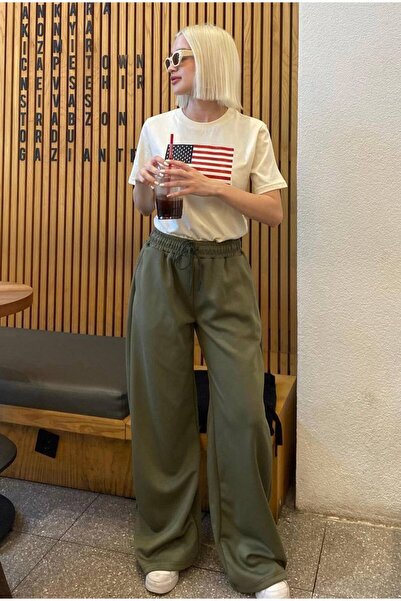 Madmext HAKİ Ayarlanabilir Bel Bol Paça Rahat Kesim Basic Kadın Eşofman Altı ...