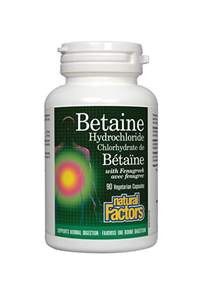 Natural Factors بيتايين هيدروكلوريد مع الحلبة، 90 كبسولة