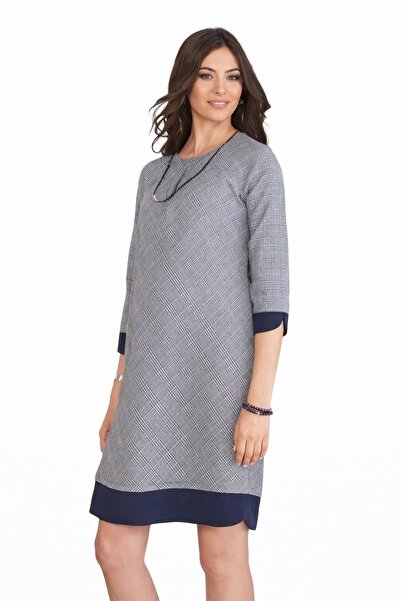 Desen Hamile Giyim Lacivert Kısa Hamile Elbise