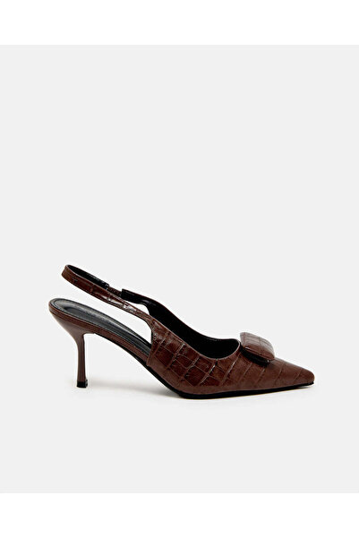 REDTAG Women Brown Croc Buckle Slingback
