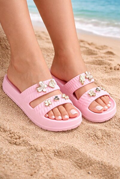 MODAONN Γυναικείες πέτρινες κομψές, άνετες και άνετες καθημερινές παντόφλες Eva