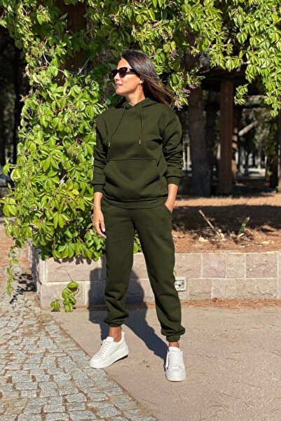 OKULCUBABA Women's 3-Ply Sha Fleece-Lined Ogger Tracksuit Set