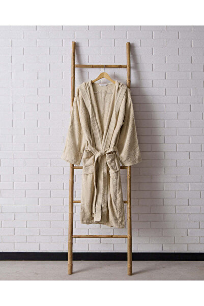 REDTAG Beige Hooded Bathrobe (Medium)