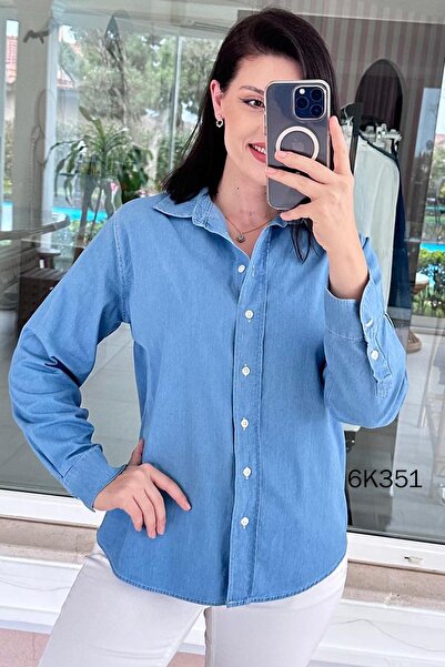 İnce Topuk Relaxed Fit Denim Shirt 6K351