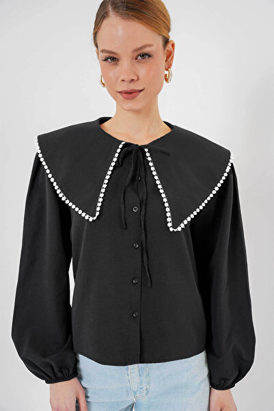 Bigdart Peter Pan collar Black Women's Shirt 20314