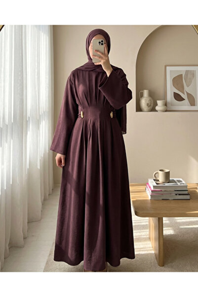 Modamorfo Φόρεμα Modal με πιέτες στη μέση, ζώνη και λεπτομέρεια με αγκράφα - ...