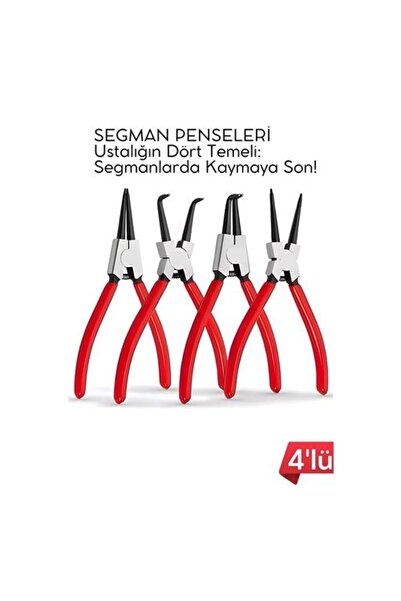 ModaCar Profesyonel 4'lü Segman Pensesi Seti | 18 cm | İç Dış Eğri Düz Uçlu Y...