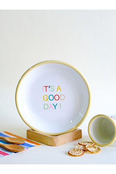 Elifle Emaye Tabak 18cm It's a Good Day Desen