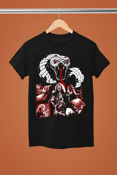 MAGORS WHITE SNAKE THE ROCK BAND IMPRIMAT BUMBAC Mâneci scurte REGULAR FIT RO...