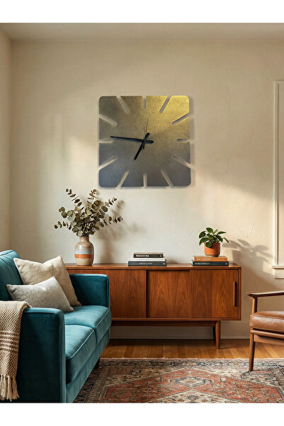 Nuvori ساعة حائط معدنية على طراز اللوفت الحديث - 40×40 تصميم خاص | |   لون ذه...