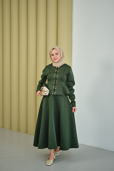 LOCCO Women's Snap Detailed Suit Emerald Green