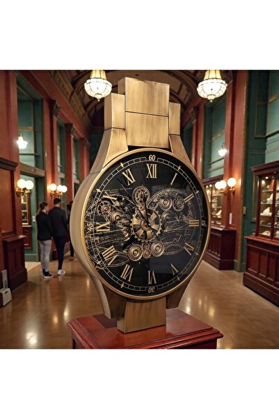 Kuzey Tacı Dev Özel Üretim Kol Saati Tasarımlı Mekanik Çarklı Endistüryel Duvar Saati Vip