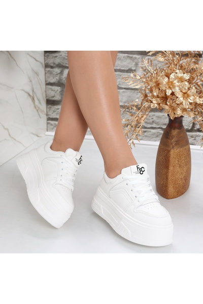 Botinelli Pantofi sport albi pentru femei, din piele Devel, mărimea 40