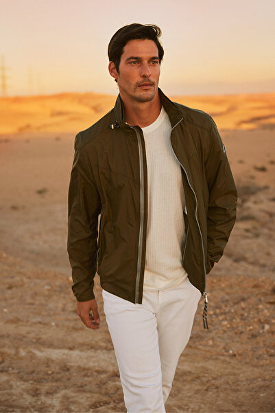 ALTINYILDIZ CLASSICS Khaki Standard Fit Regular Cut Mock Neck Coat