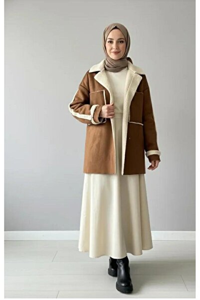 sebina dışı süet içi kürklü cepli mont