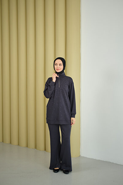 LOCCO Women's Half Zipper Stone Suit Smoked