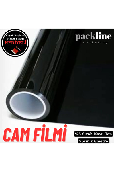 Packline Marketing Film de geam negru ton închis 05% pentru casă - mașină - balcon - birou 75cm x 6 metri