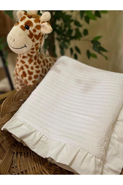 SeliBaby Fırfır Detaylı Astarlı Örgü Pike Bebek Battaniyesi