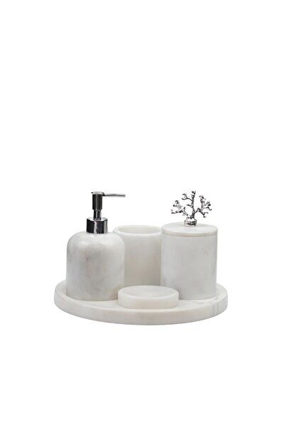 ege gross Διακοσμητικό Μαρμάρινο Σετ Μπάνιου 5 Τεμαχίων με Αξεσουάρ και Ειδικ...