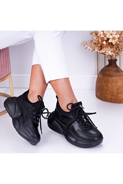 Botinelli Pantofi sport negri pentru femei, din cuișoare - Piele, mărimea 37