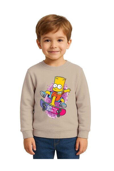 SEDİRLİ Унисекс детска блуза с принт на Симпсън и 3-нишко ребра