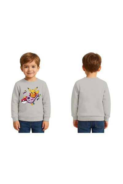 SEDİRLİ سويت شيرت للأطفال من الجنسين من بيكاتشو مطبوع مكون من 3 خيوط