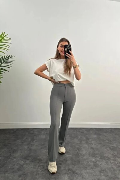 Swana Ženska krep tkanina Licra Front Flared Leg