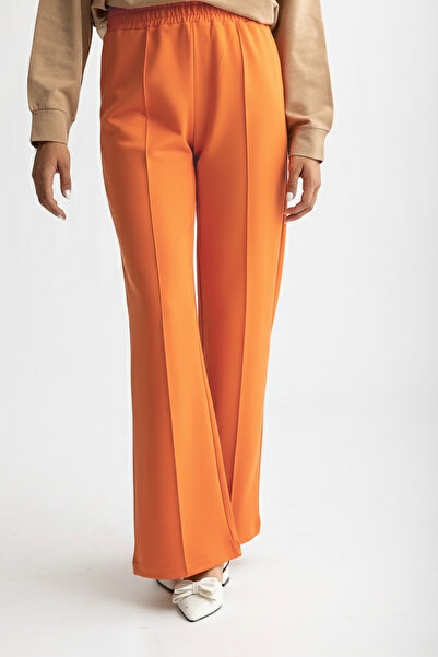 Suede Style 8286 - Wide Leg Elastic Waist 2 Thread Knitted Comfortable Loose Women's Trousers