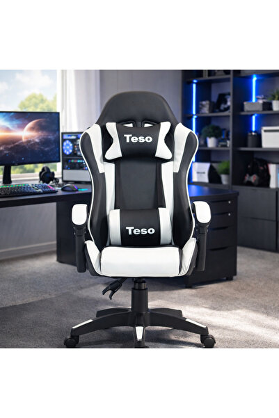 TESO Ergonomic Gaming Chair with Lumbar & Headrest Support – Blue & Black Racing Style Office Chair