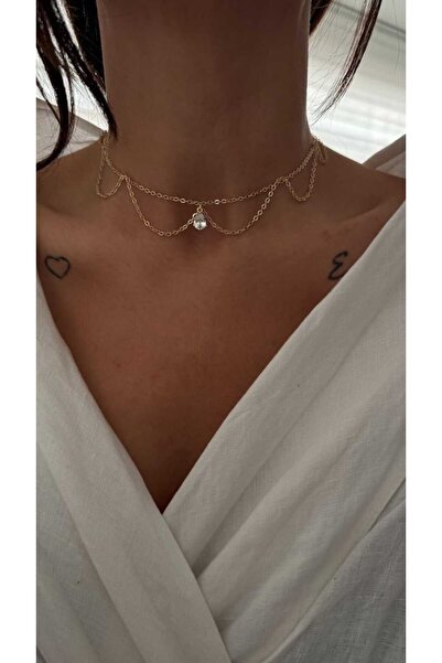 8atelier Drop Stone Detailed Chain Necklace