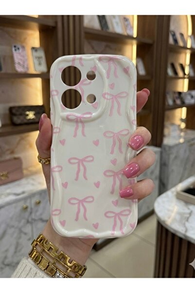 OVADA Xiaomi redmi 15C Uyumlu Dalga Kenarlı Fiyonk Desenli Silikon Kılıf