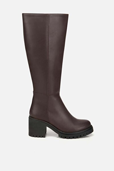 Yaya by Hotiç Kadın Kahverengi Kalın Tabanlı Topuklu Çizme