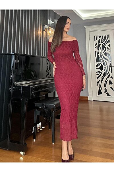 Atelier Derin Rochie din dantelă cu guler Madonna bordeaux