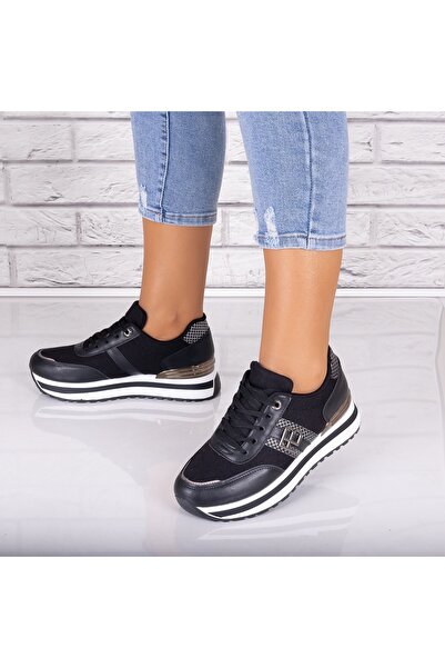 Botinelli Pantofi sport negri pentru femei, din piele/textil, Ninal, mărimea 36