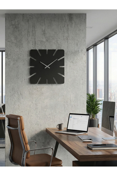 Nuvori ساعة حائط معدنية حديثة - تصميم بسيط باللون الأسود غير اللامع - 40 × 40 سم