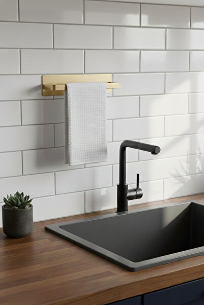 Grandmix Metal Havlu Askısı Duvara Monte Modern Banyo ve Mutfak Havluluğu 22 cm