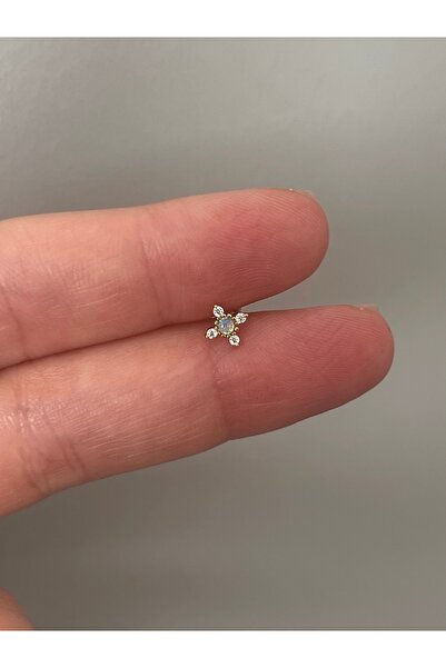 denizden silver Opal taşlı tasarım gümüş piercing