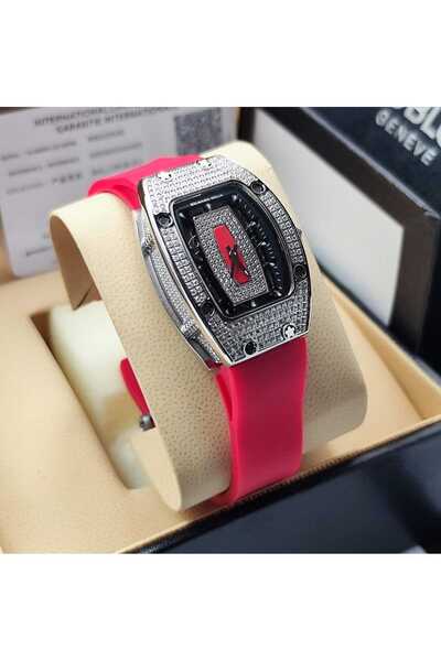 RICHARD MILLE ساعة ريتشارد ميل نسائية مرصعة – سوار سيليكون