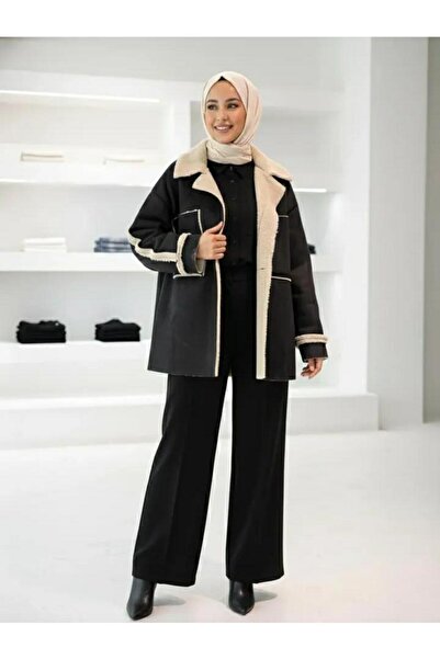 sebina dışı süet içi kürklü cepli mont