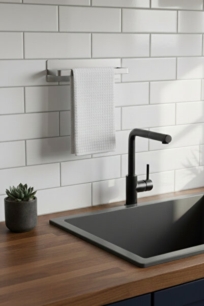 Grandmix Metal Havlu Askısı Duvara Monte Modern Banyo ve Mutfak Havluluğu 22 cm