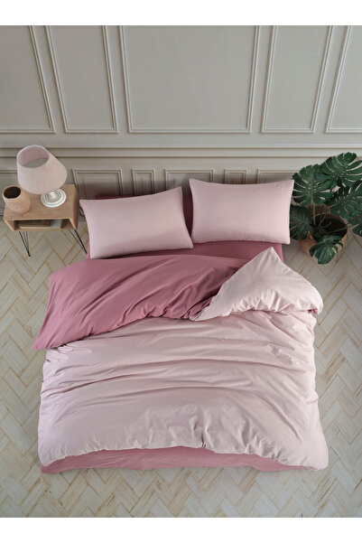 NazeninHome Ranforce 100% Cotton Single Duvet Cover Set Solid Color Powder - ...