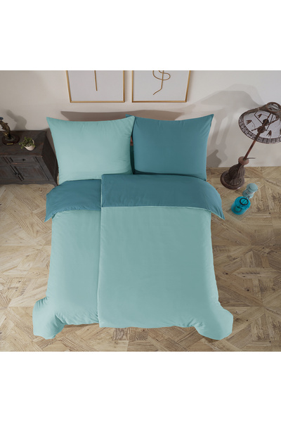 NazeninHome Ranforce 100% Cotton Single Duvet Cover Set Solid Color Mint - Turquoise