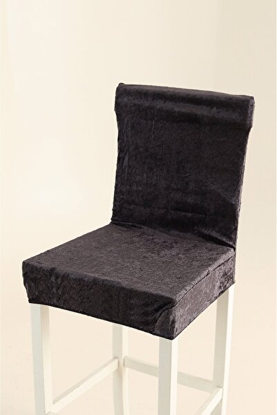 Bella Home Velvet Chair Cover - Washable - Stretch Fabric - 6 Pieces Smoked