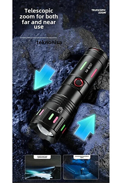 teknonisa 5 MİLLİAMPER El Feneri 2000 Lümen 4 Kademeli Zom Özelikli USB Şarj ...