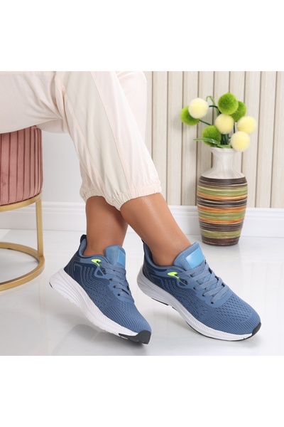 Botinelli Teniși Mery din material textil, albaștri, pentru femei, talpă 36